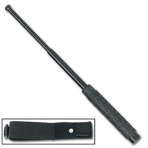 16" Black Expandable Baton With Rubber Grip