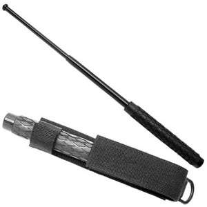 26" Black Expandable Baton With Rubber Grip