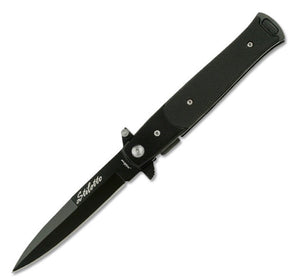 Black Handle Stilleto w/Black blade